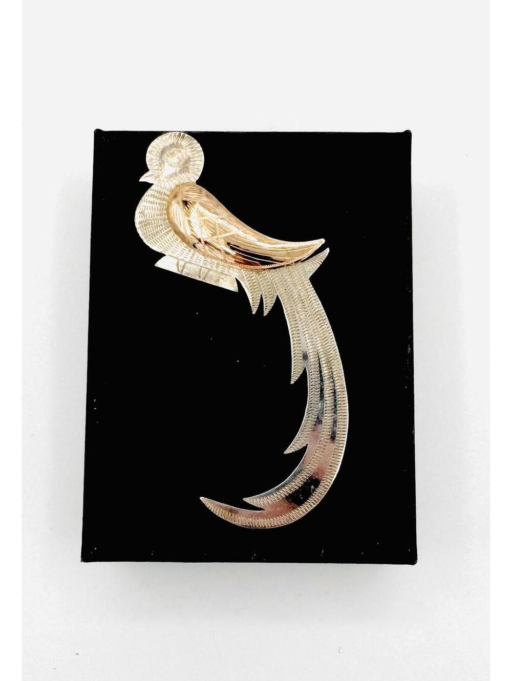 Vintage gold plated and 900 silver Guatemalan Quetzal Parrot brooch